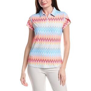Ibkul Womens Tulip Sleeve Polo Shirt, Pink